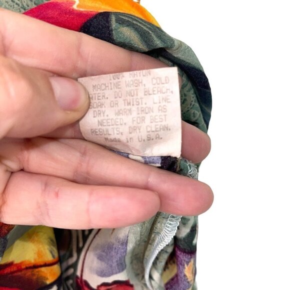 Jams World Dress Womens Size 7 Vintage Hawaiian Floral Rayon Green Made In USA - Picture 4 of 9